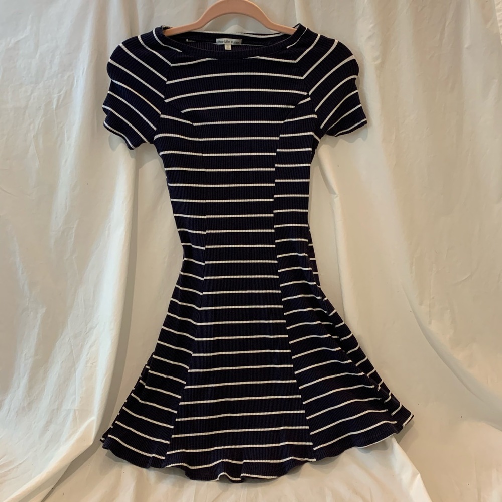 Charlotte Russe Navy Blue and White Striped Dress
